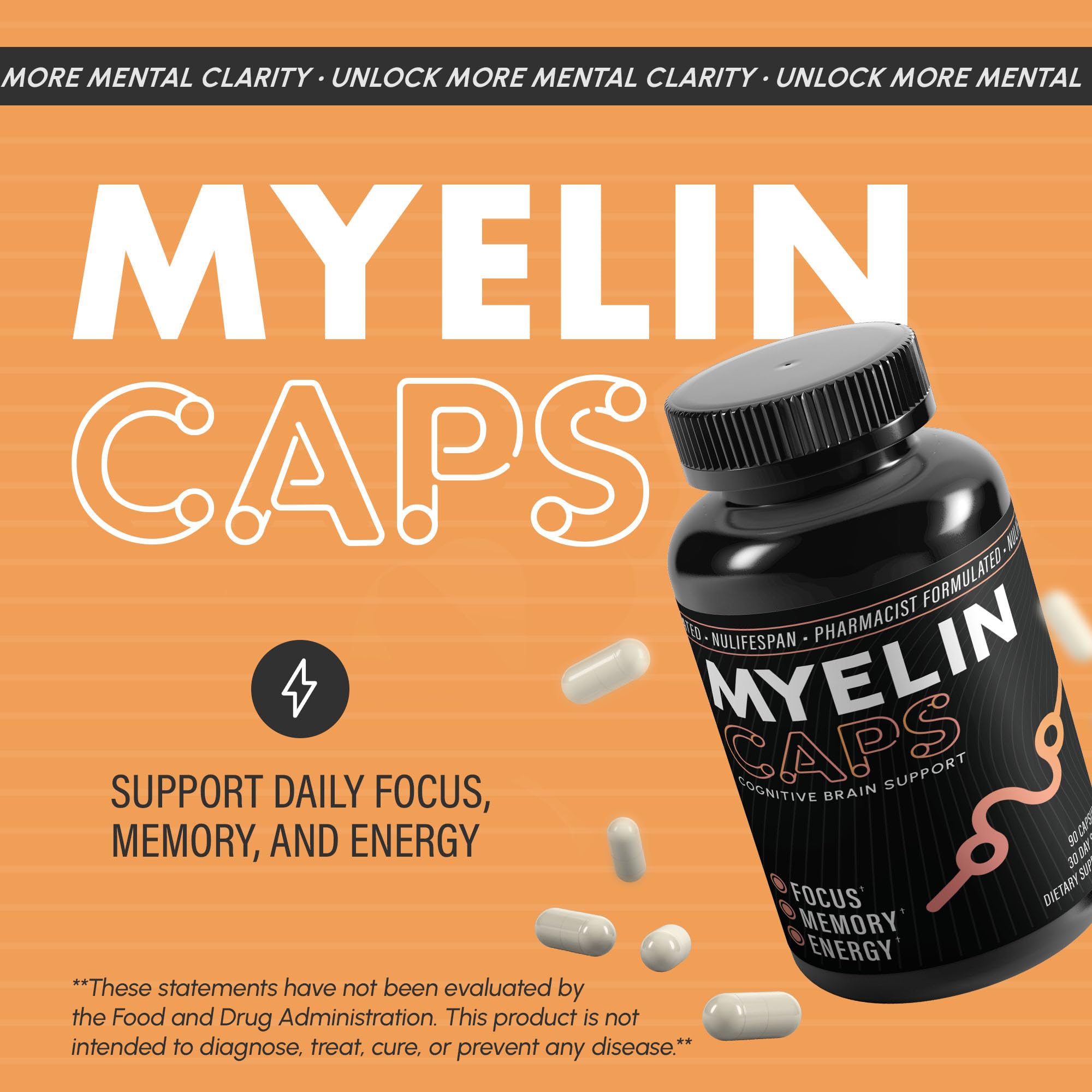 Nulifespan Myelin Caps | Brain Health & Focus Supplement (90 Capsules)