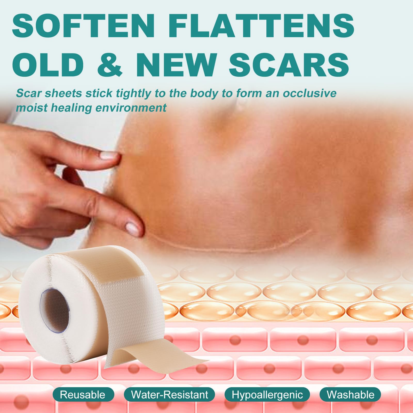 Nullam Silicone Scar Sheets & Tape – Reusable, Breathable Scar Care (1.6 x 158 in)