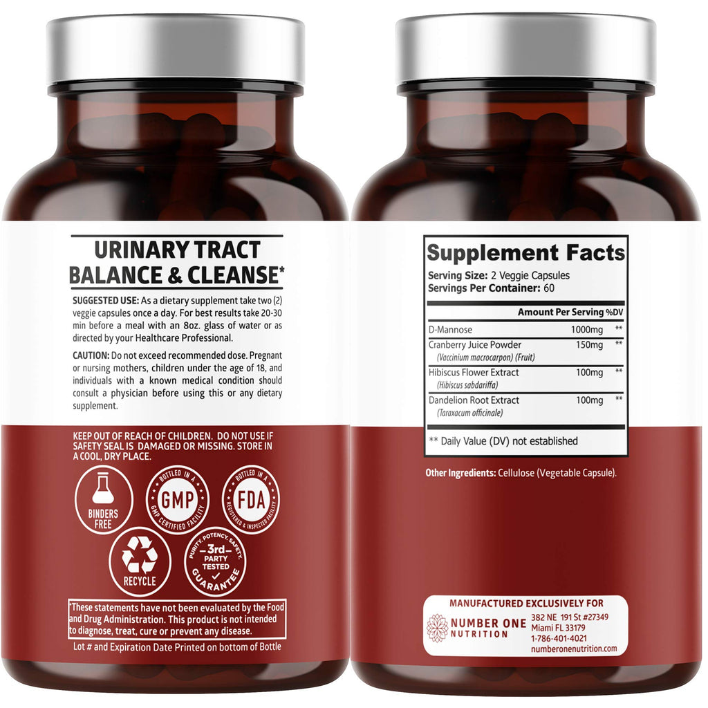Number One Nutrition D-Mannose 1350mg – Urinary Tract Health, 120 Count