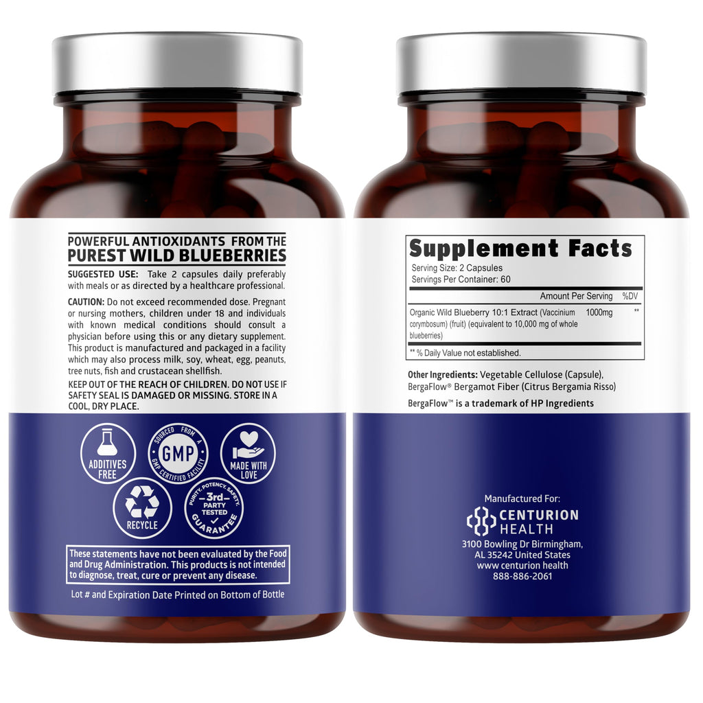 Number One Nutrition USDA Organic Wild Blueberry Extract 10:1 - 10,000 mg per Serving
