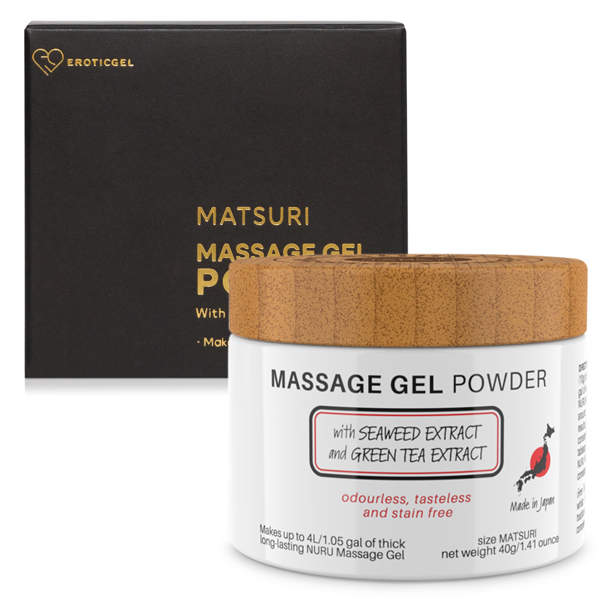 Nuru Massage Gel Powder 40g | Seaweed & Green Tea, Paraben & Glycerine Free, Makes 1.05 gal