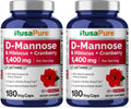 NusaPure D-Mannose Complex 1400 mg with Hibiscus & Cranberry – 180 Veggie Caps (Pack of 2)