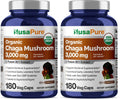 NusaPure Chaga 20:1 Extract – 150 mg (3000 mg) per Capsule, 180 Count, USDA Organic, Vegan, Non-GMO, Pack of 2