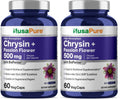 NusaPure Chrysin 500mg – 60 Veggie Capsules | Passion Flower Complex | Non-GMO + Bioperine | Pack of 2
