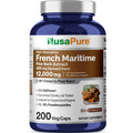 NusaPure French Maritime Pine Bark 30:1 Extract – 400 mg, 12,000 mg Equiv, Bioperine, Vegan