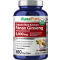 NusaPure Red Korean Panax Ginseng 20:1 Extract - 180 Veggie Caps (450 mg, 9,000 mg Root Equivalent)
