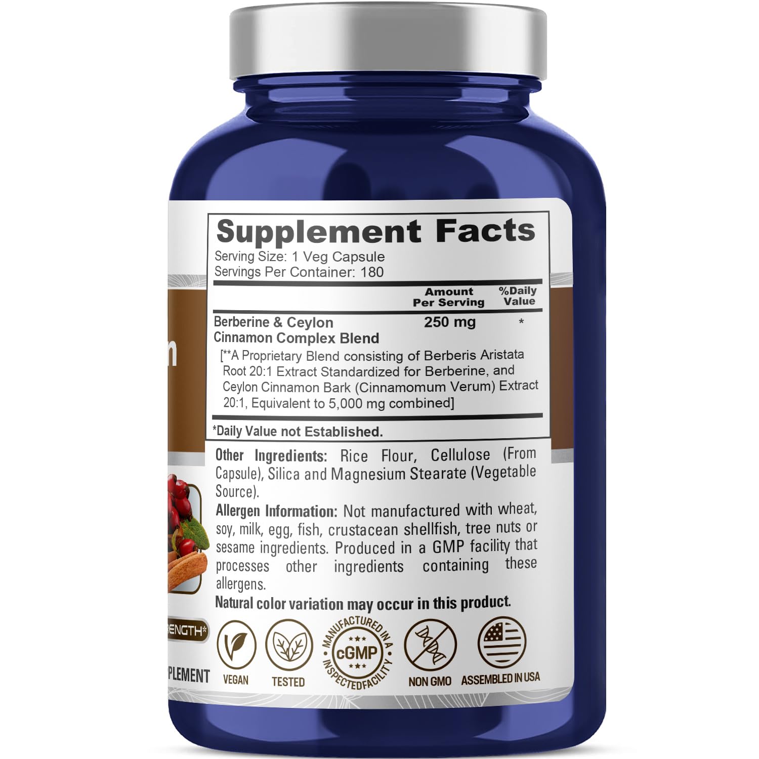 NusaPure Berberine & Ceylon Cinnamon 20:1 Extract – 180 Veggie Capsules