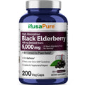 NusaPure Black Elderberry 50:1 Extract – 100 mg per Capsule, 5,000 mg Fruit Equiv, 200 Vegan Capsules