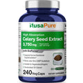 NusaPure Celery Seed Capsules 10:1 Extract – 375 mg (3750 mg eq), 240 Veggie Caps, Non-GMO, Vegan