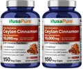 NusaPure Ceylon Cinnamon 20:1 Extract — 500 mg per Capsule | 150 Veggie Caps | Pack of 2