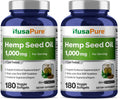 NusaPure Hemp Oil Capsules 1000mg per Serving – 180 Veggie Softgels, Non-GMO, Vegan (Pack of 2)