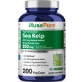 NusaPure Sea Kelp Iodine 325mcg 10:1 Extract - 65 mg (650 mg) Capsule, 200 Count | Non-GMO, Vegan