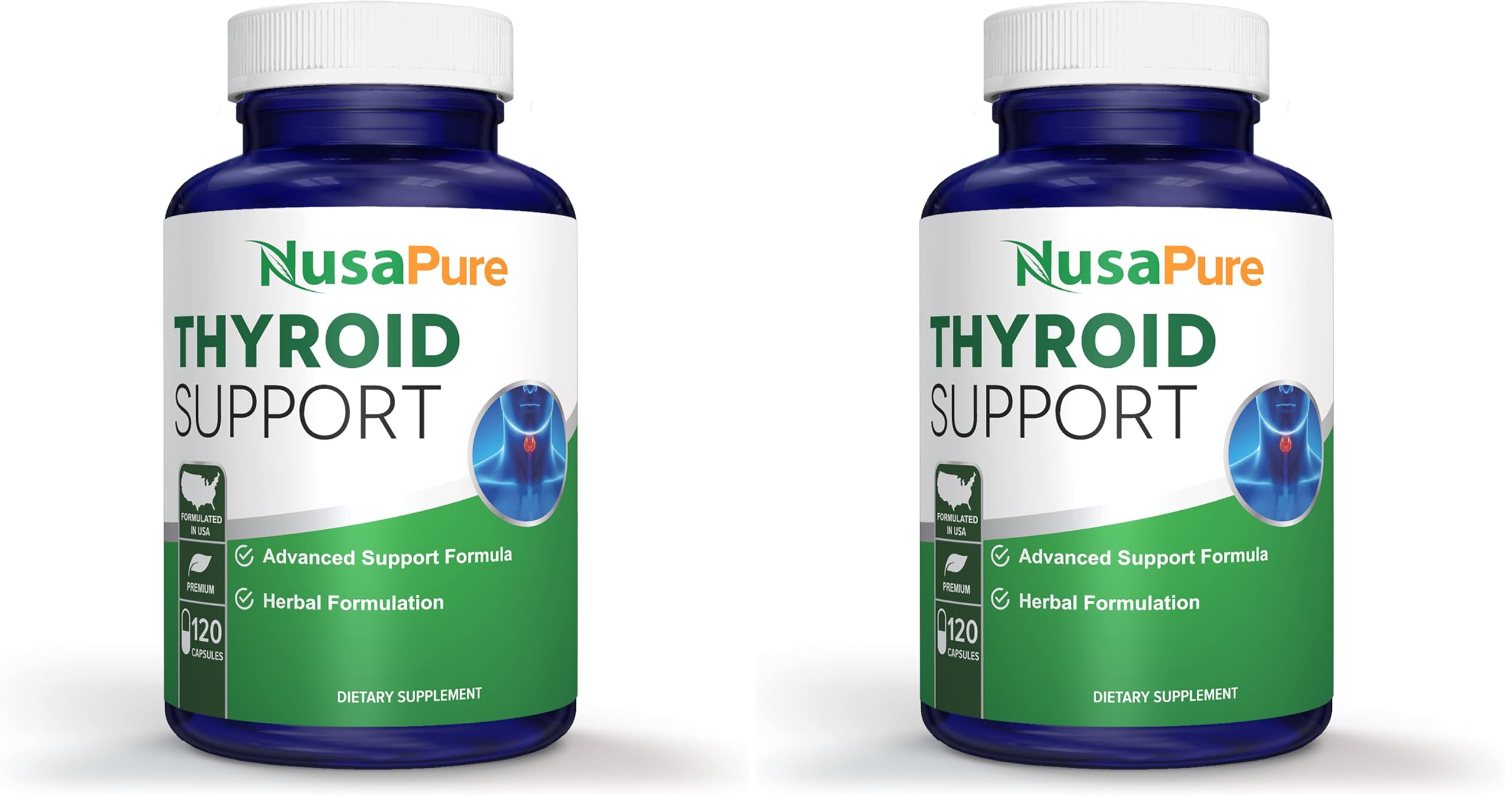 NusaPure Thyroid Support Supplement (Non-GMO) 120 Caps – Pack of 2