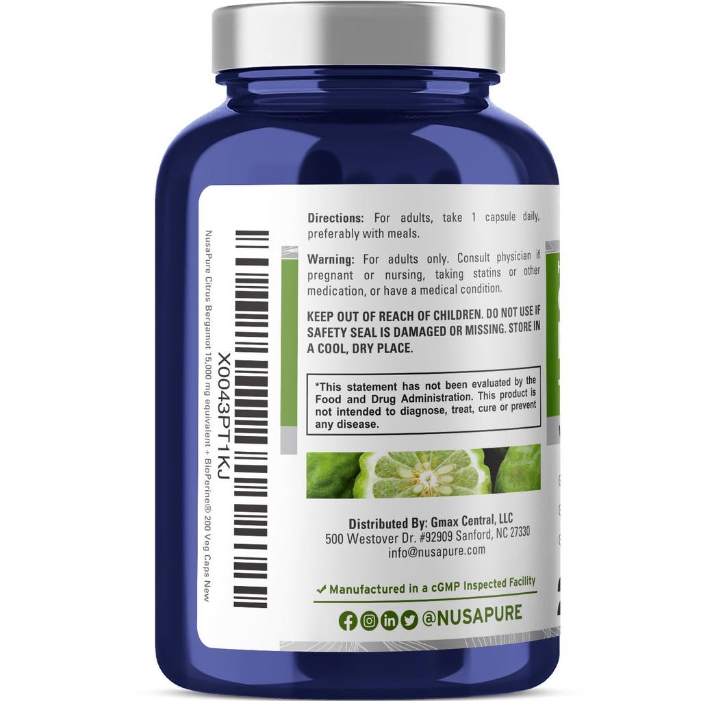 NusaPure Citrus Bergamot Capsules 15,000mg – 200 Servings (Pack of 2)
