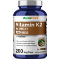 NusaPure Vitamin K2 MK-7 120 mcg – 200 Veggie Caps | Soy Free, Non-GMO, Vegan