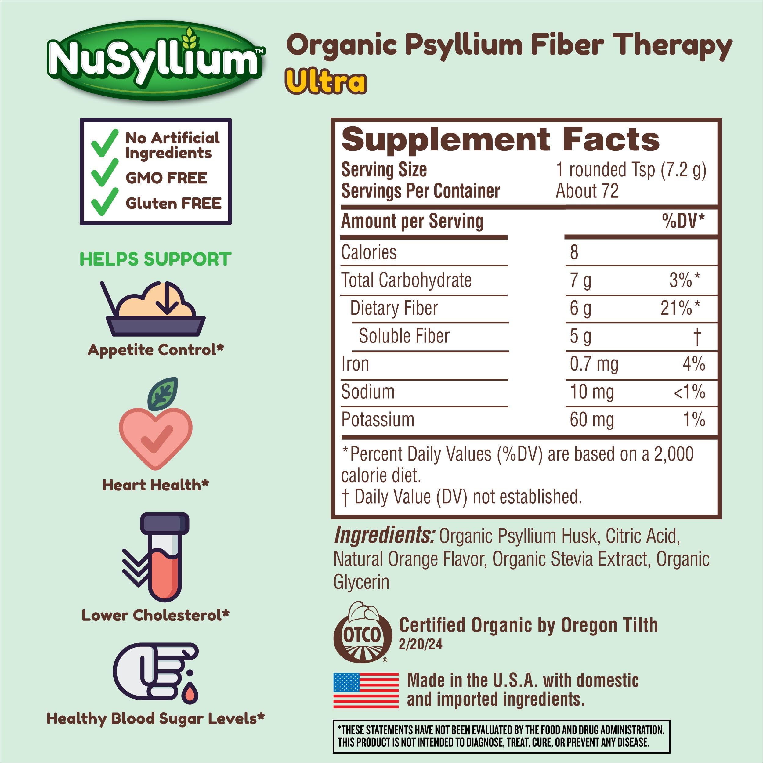 NuSyllium Ultra Psyllium Husk Powder Organic 10.7 oz – Sugar Free Keto Fiber