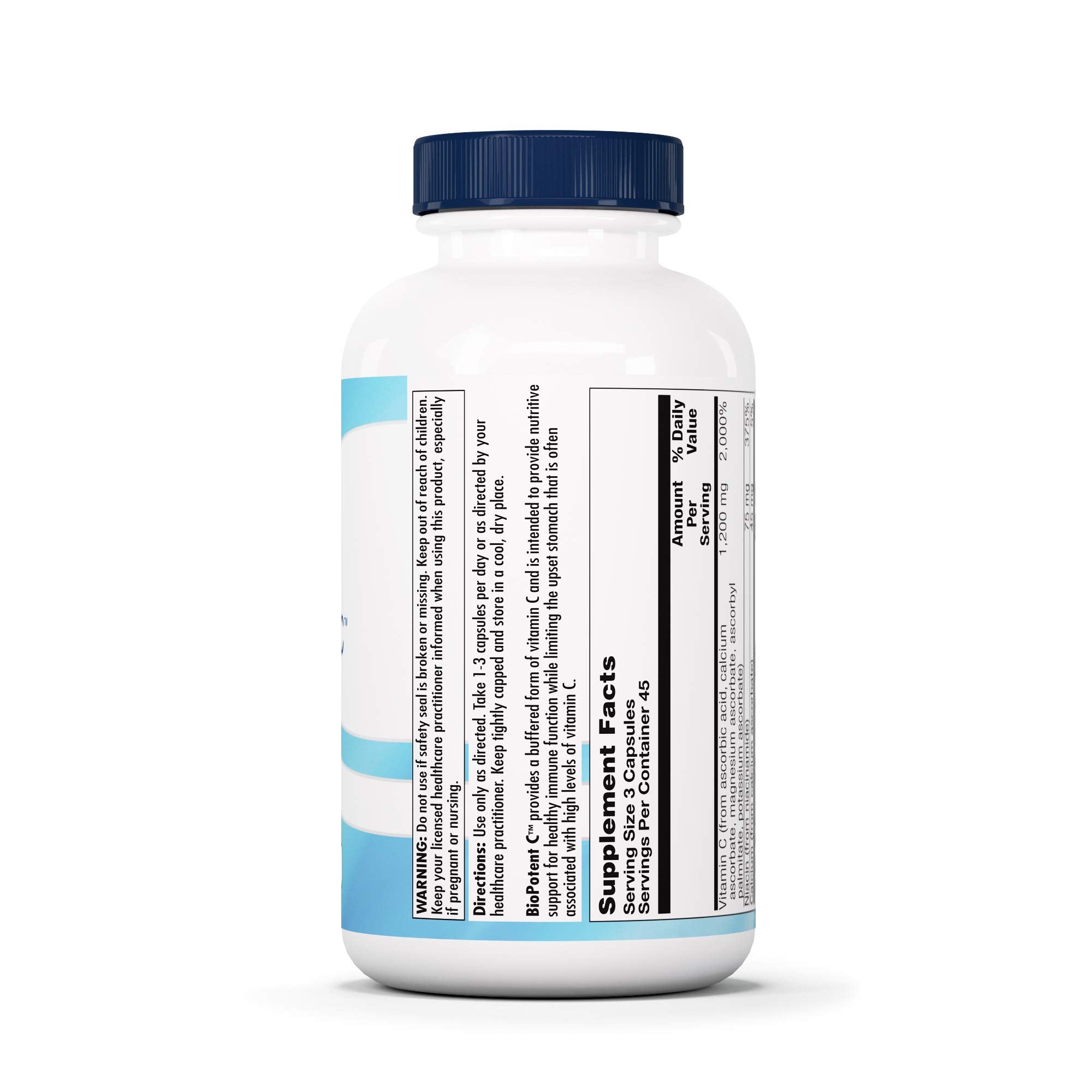 Nutra BioGenesis BioPotent C Vitamin C Capsules – Immune Support, 1200 mg, Vegan, 135 Vegetarian Capsules