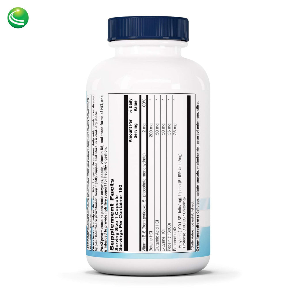 Nutra Biogenesis PanZyme - Betaine HCl with Pancreatin, Lipase & Protease | 180 Capsules
