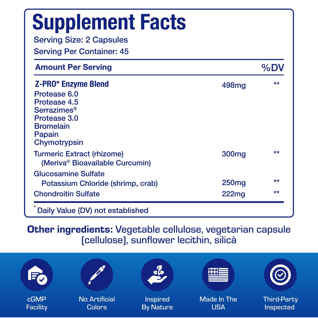 Nutra Disc & Joint Support - Clinically Formulated Cartilage, Ligament & Tendon Supplement with Meriva Curcumin, Glucosamine & Chondroitin - 90 Servings