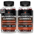 Effective Nutra Mushroom Gummies 2500mg - 10-in-1 Lion’s Mane, Reishi, Chaga, Cordyceps & More - Focus, Clarity, Memory - Raspberry Flavor, Vegan, Made in USA (2-Pack)