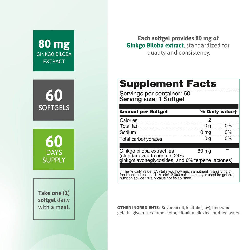 Nutra Nutrition Ginkgo Biloba 80 mg – Cognitive Support & Memory