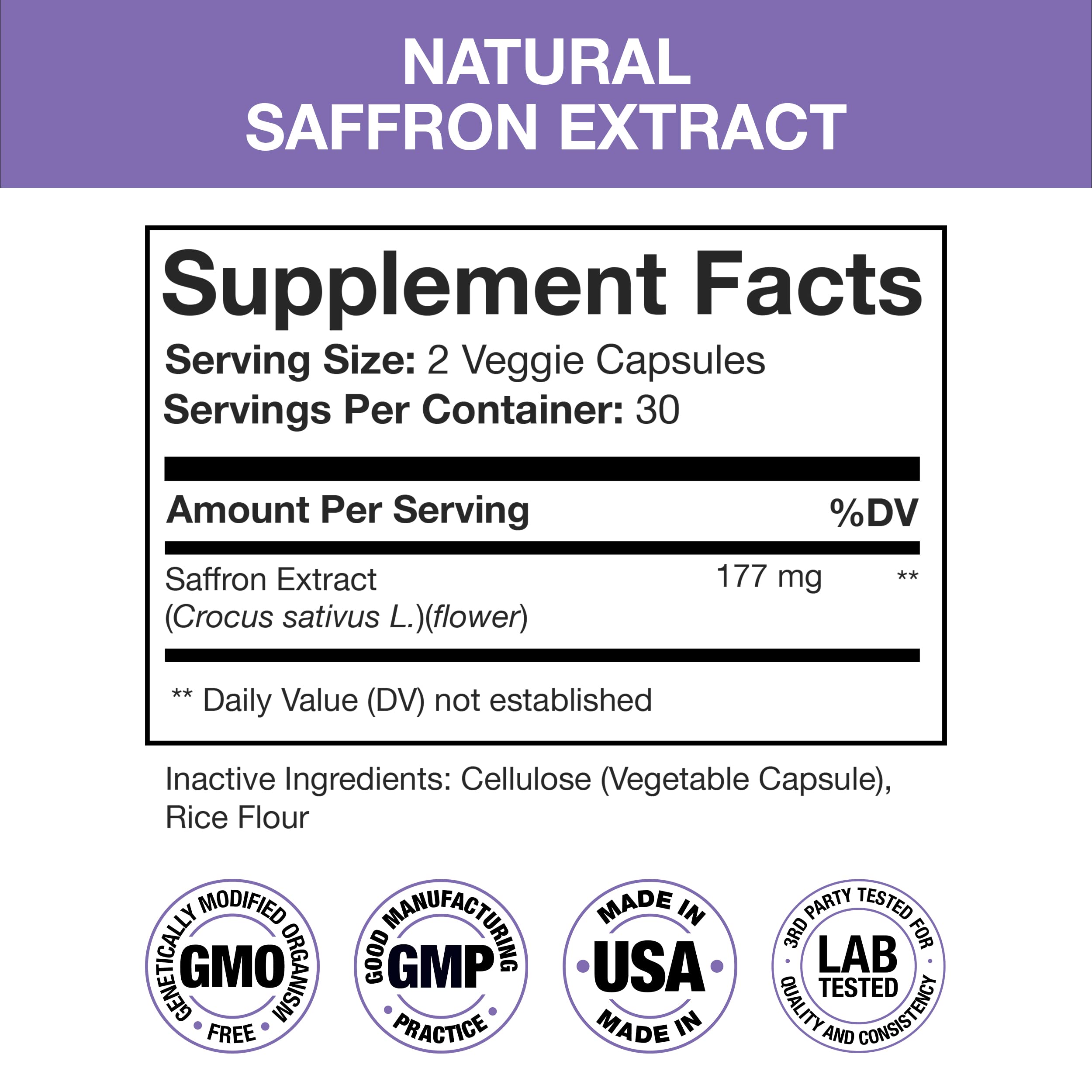 Nutra Simple Saffron 177mg – Pure Extract, Made in USA | Mood & Eye Support