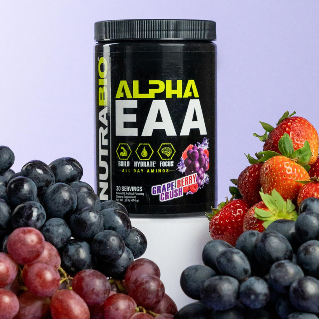 NutraBio Alpha EAA - All-Day Essential Amino Acids with Nootropics & Adaptogens, Grape Berry Crush