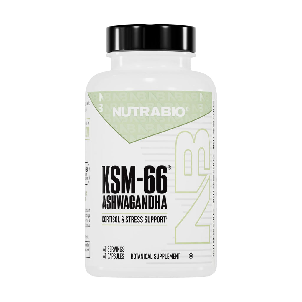 NutraBio Ashwagandha KSM-66 – Ashwagandha Herbal Supplement for Stress, Mood & Performance | 600 mg, 60 Capsules