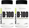 NutraBio B-100 B Vitamin Complex – Immune Support & Hair, Skin, Nails | 90 Veg Capsules (Pack of 2)