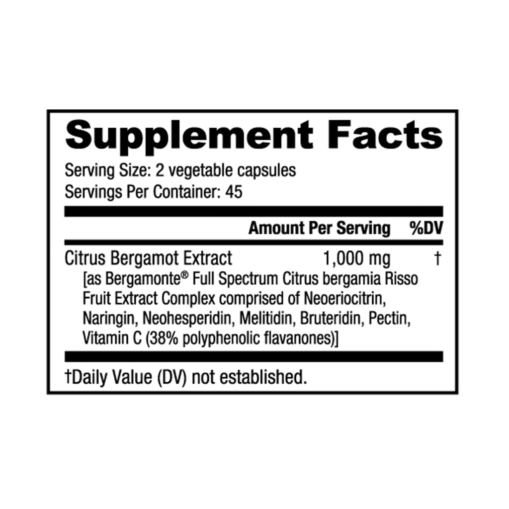 NutraBio Citrus Bergamot Bergamonte Extract Supplement 1000mg – Cardiovascular Health, 90 Capsules