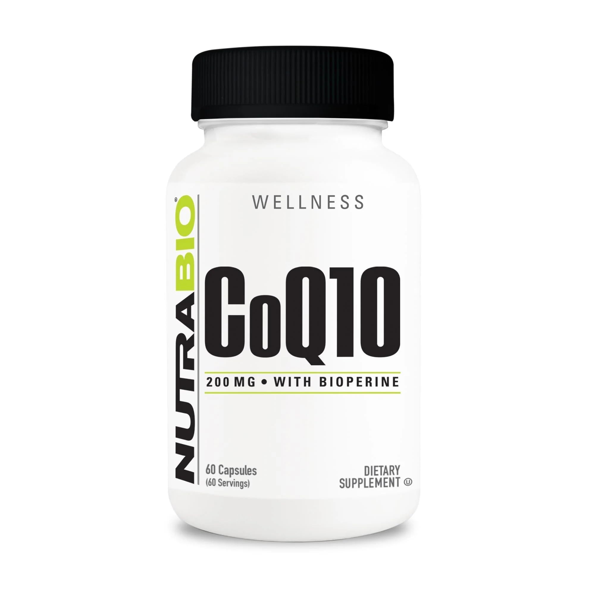 NutraBio CoQ10 with Bioperine 200mg – 60 Capsules | Healthy Heart Function & Cellular Energy