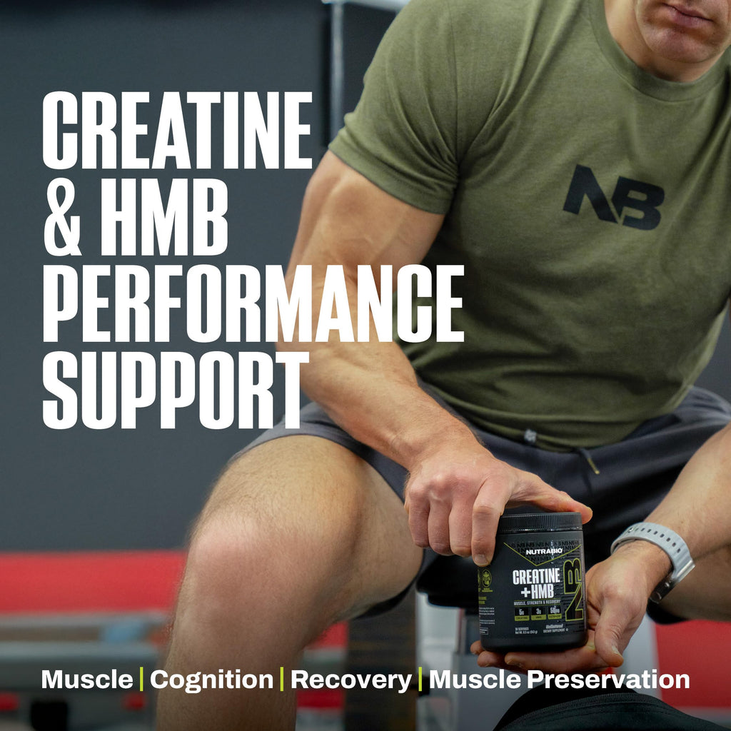 NutraBio Creatine + HMB – Creatine Monohydrate with HMB Powder for Muscle Growth & Strength, 30 Servings (Unflavored)