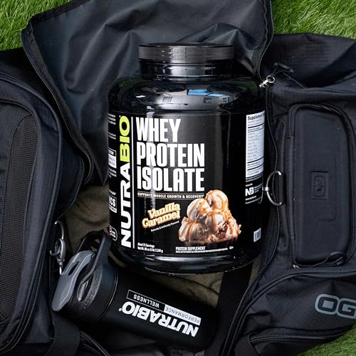 NutraBio 100% Whey Protein Isolate – 25g Protein, Complete Amino Acid Profile, Non-GMO, Soy & Gluten Free, Low Carb, Vanilla Caramel, 5 Lbs