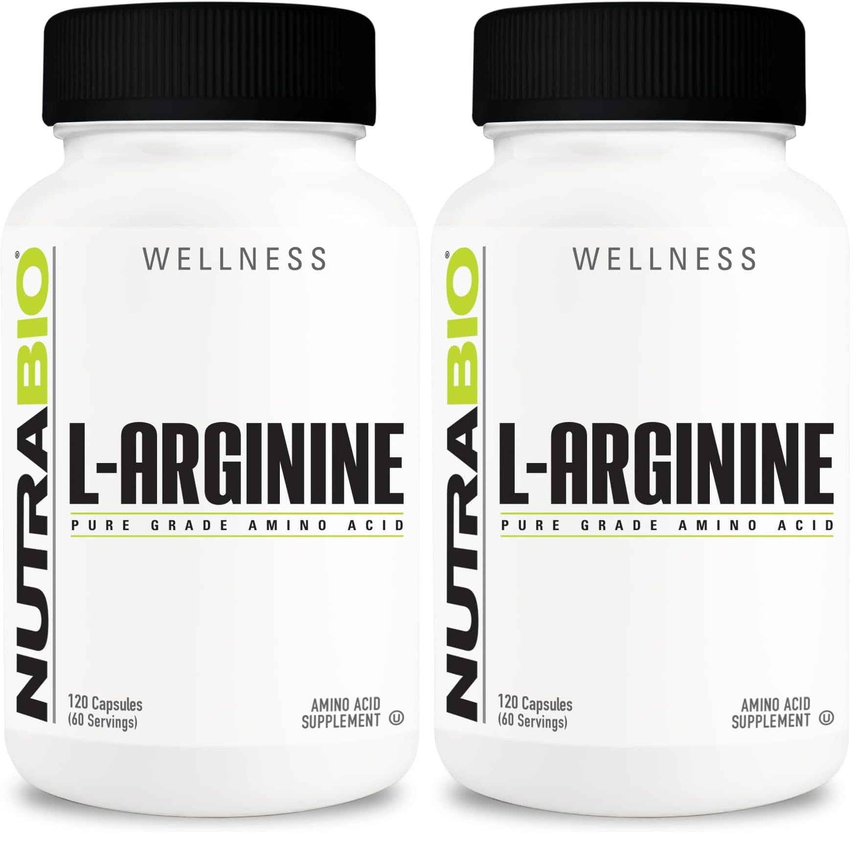 NutraBio L-Arginine 750mg – Nitric Oxide & Muscle Support (240 capsules)