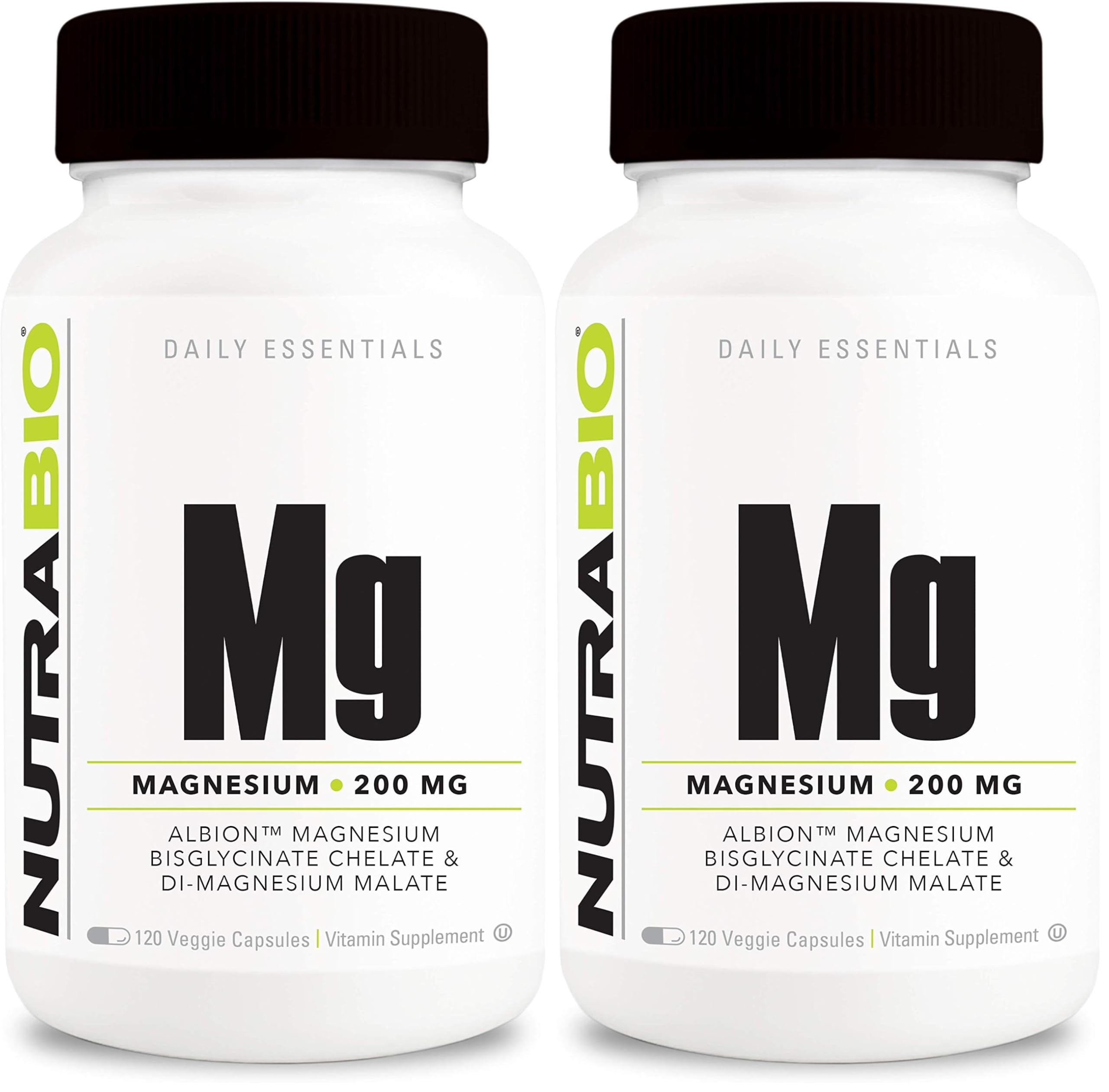 NutraBio Magnesium Glycinate + D-Magnesium Malate | Sleep Support (Pack of 2)