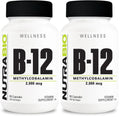 NutraBio Methyl B-12 Vitamin Supplement 2000mcg – 90 Veg Capsules (Pack of 2)