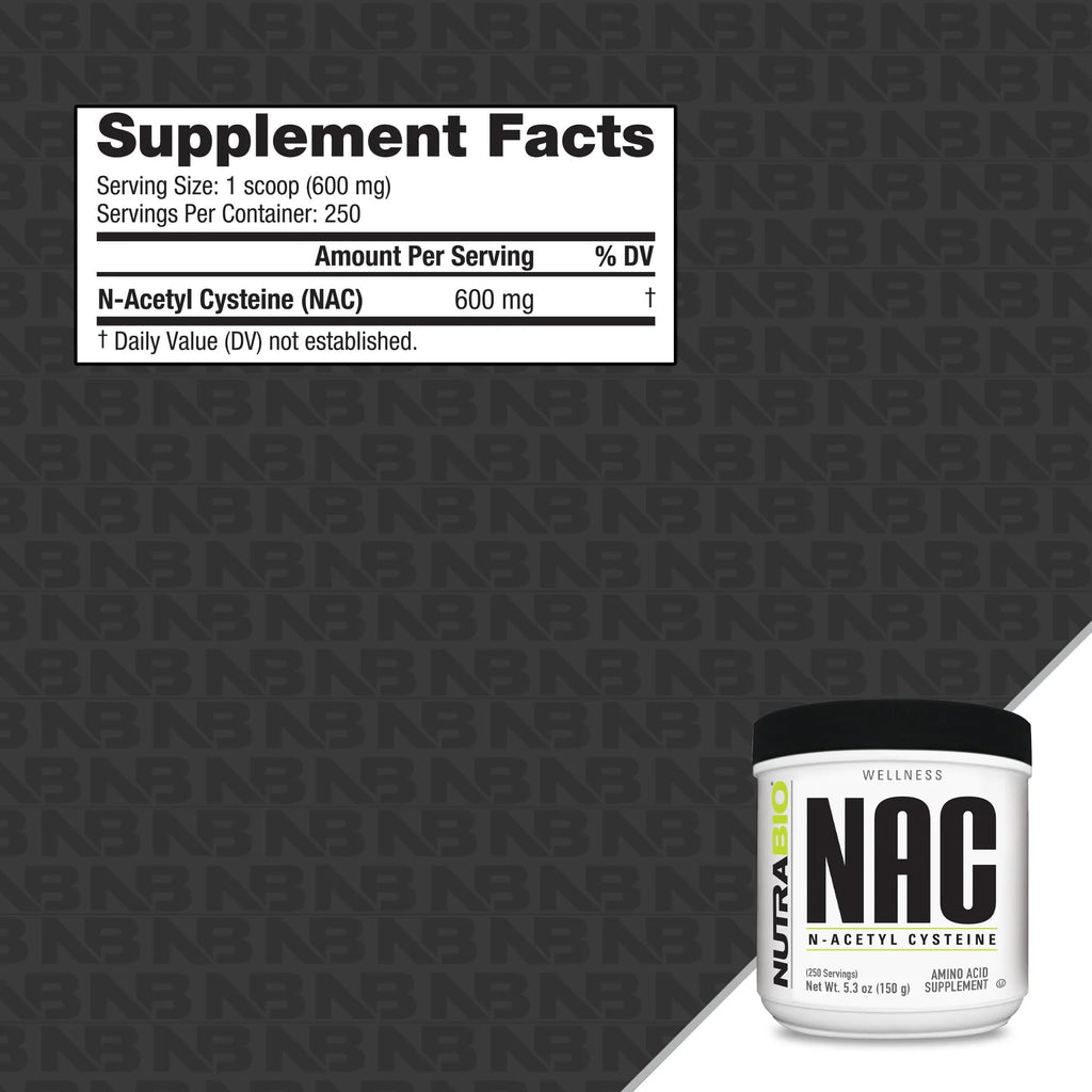 NutraBio N-Acetyl Cysteine (NAC) Supplement – 150g Powder, 600mg Serving – Immune Support & Antioxidant