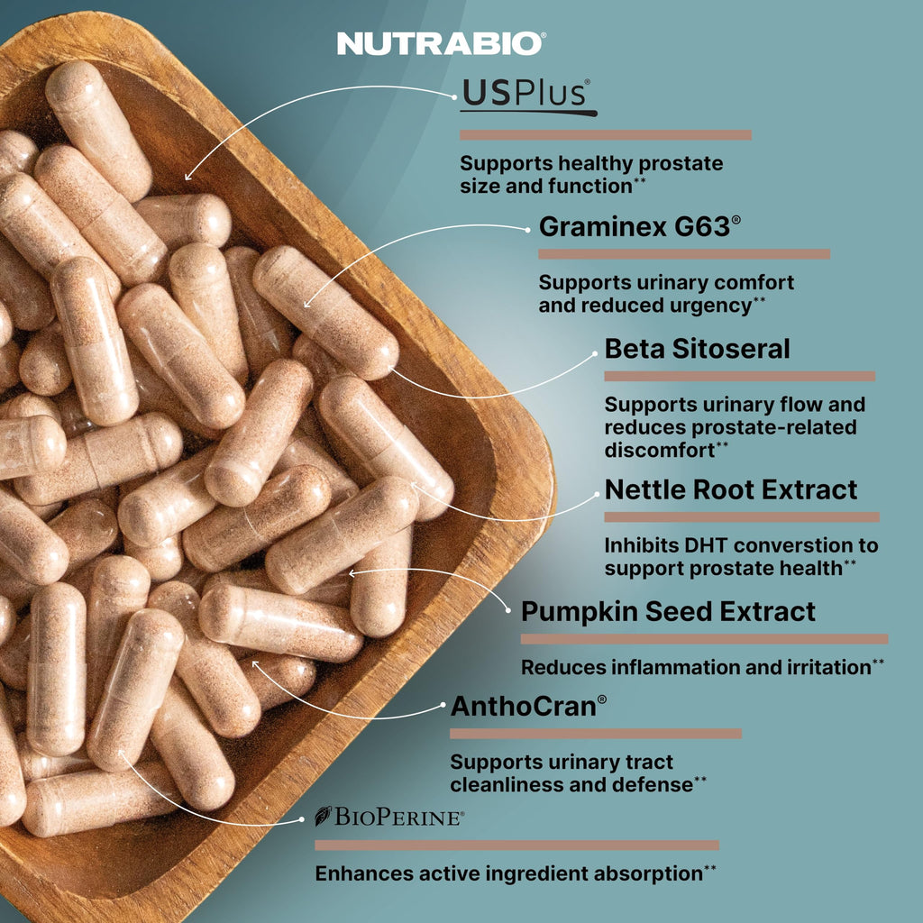 NutraBio Prostate - Advanced Prostate Support | Inflammation & Antioxidant Defense (90 Capsules)