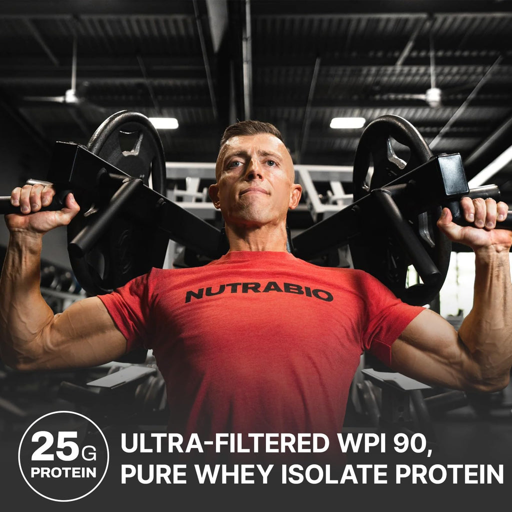 NutraBio 100% Whey Isolate Protein Powder – 25g Protein per Serving, Non-GMO, Gluten & Soy Free, Low Carb & Low Calorie, 5 Lbs (Raw Unflavored)