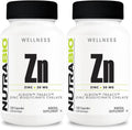 NutraBio Zinc Chelate Mineral Supplement – 30 mg Zinc per Capsule, Albion Zinc Bisglycinate, 120 Veg Capsules (Pack of 2)