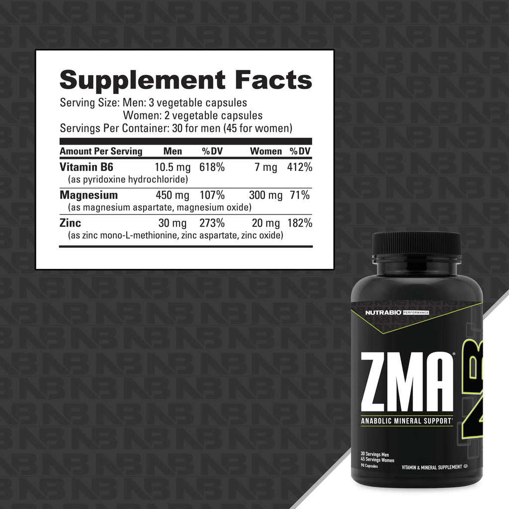 NutraBio ZMA Zinc Magnesium Supplements for Men & Women | Sleep, Recovery & Immune Support 90 Count