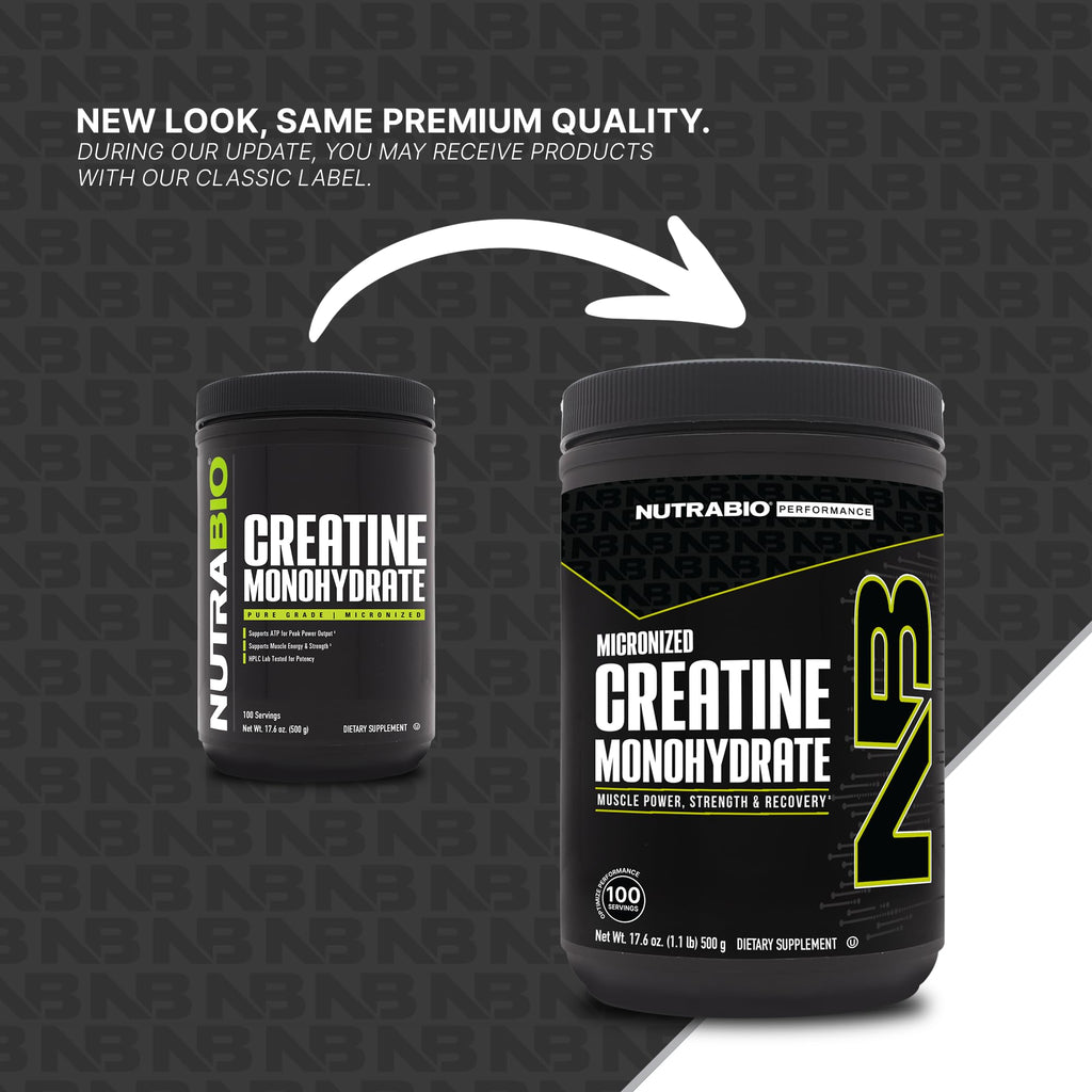 NutraBio Pure Micronized Creatine Monohydrate Powder – Unflavored, 500 g