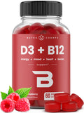 NutraChamps Vitamin D3 & B12 Gummies - Methyl B12, Raspberry, 60 Gummies