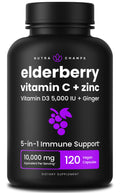 NutraChamps Elderberry 5-in-1 Immunity Supplement - 10,000mg Sambucus Elderberry with Vitamin C, Zinc & Vitamin D3 (Adults)