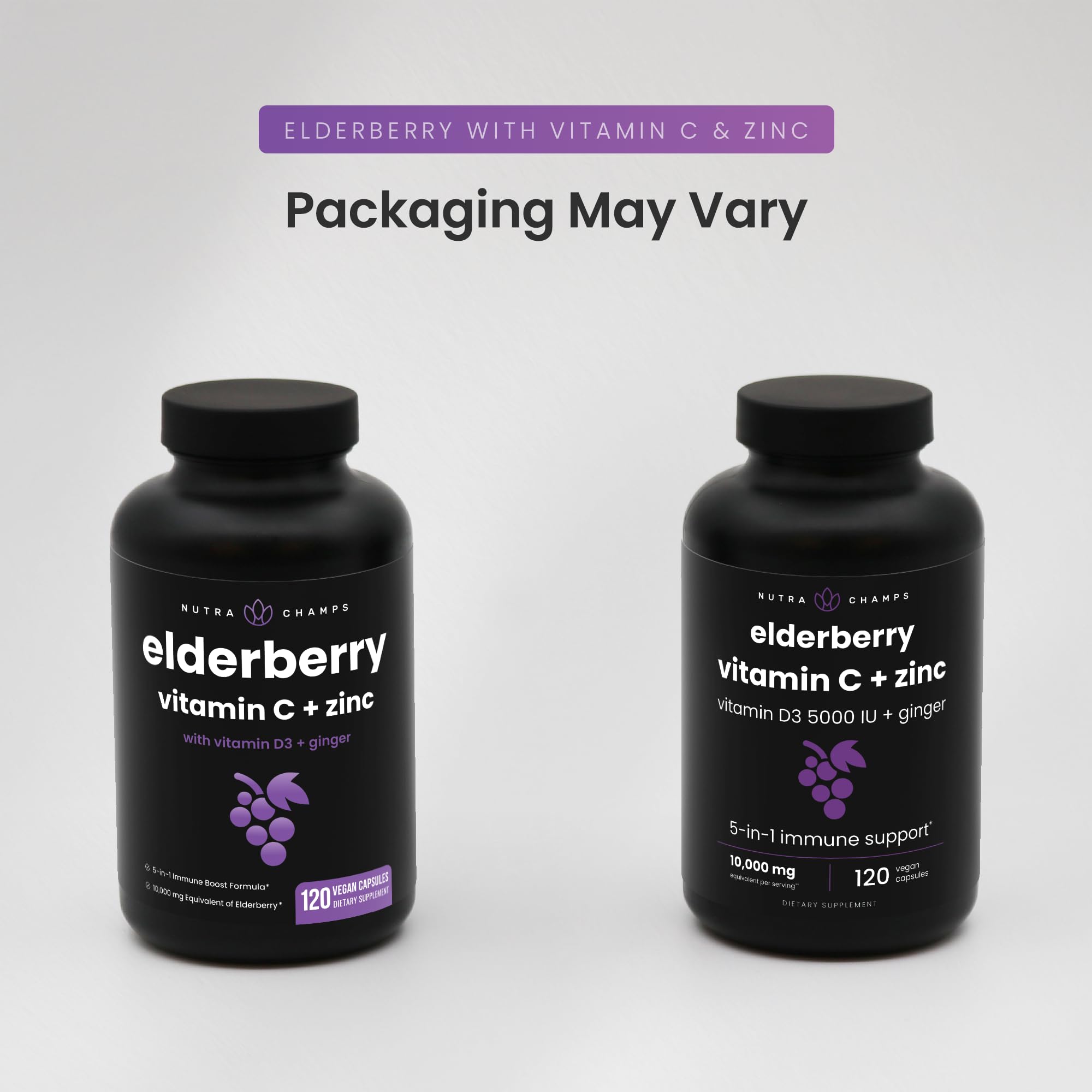 NutraChamps Elderberry 5-in-1 Immunity Supplement - 10,000mg Sambucus Elderberry with Vitamin C, Zinc & Vitamin D3 (Adults)