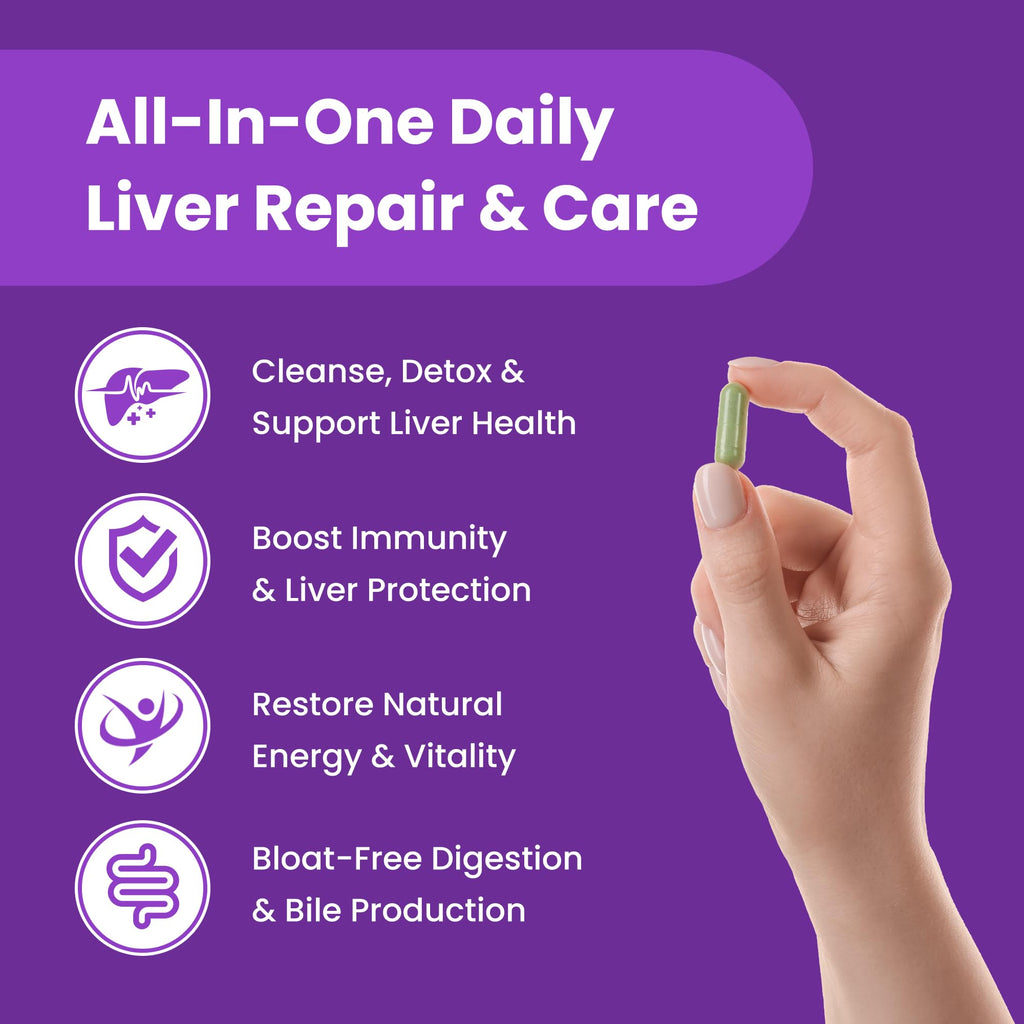 NutraChamps Liver Cleanse Detox & Repair Formula - 20+ Herbs - 60 Capsules