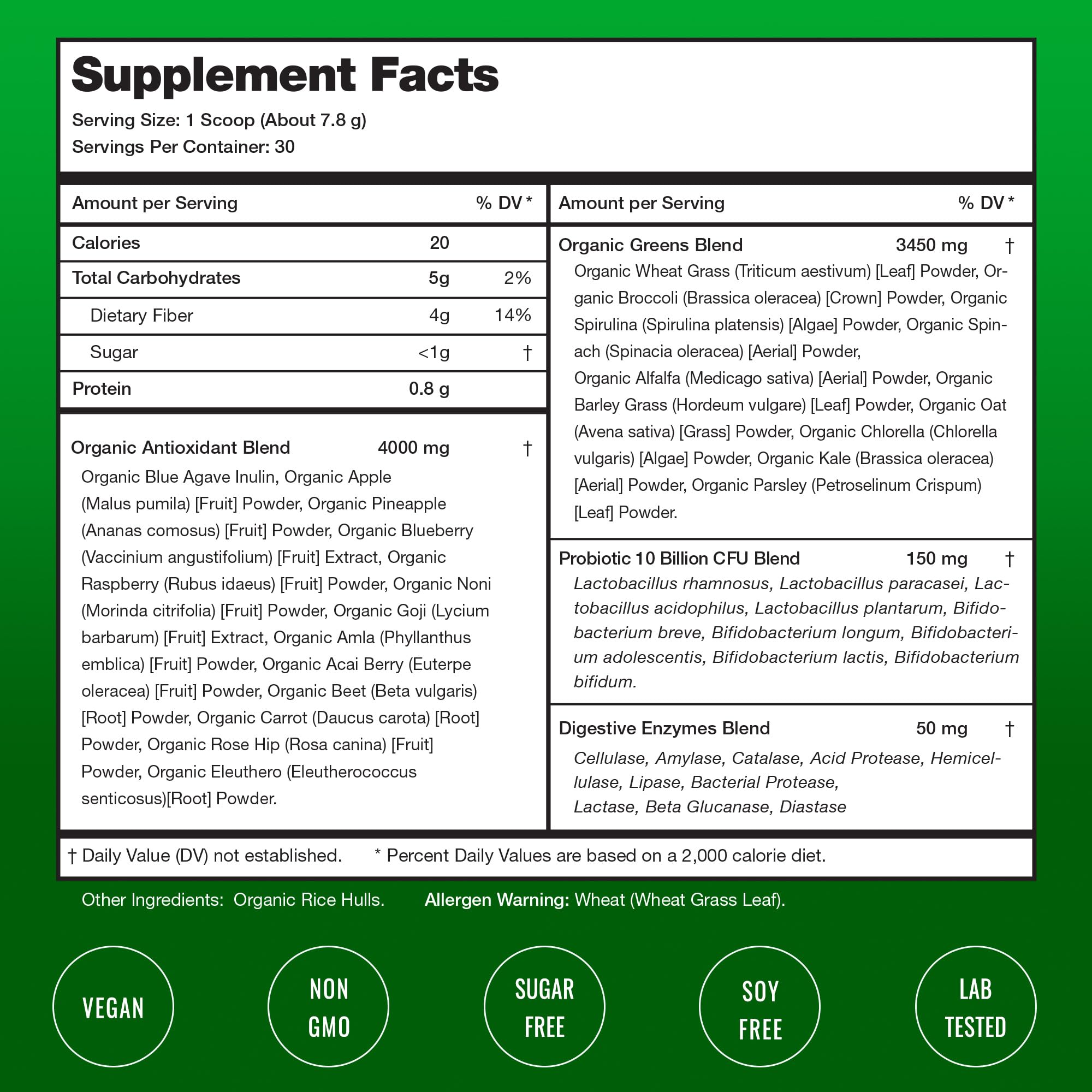 NutraChamps Super Greens Powder – Premium 9.0 oz Unflavored | 20+ Organic Greens, Spirulina & Chlorella