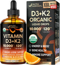 Vitamin D3 K2 USDA Organic Drops – 10,000 IU D3 + 120 mcg MK-7