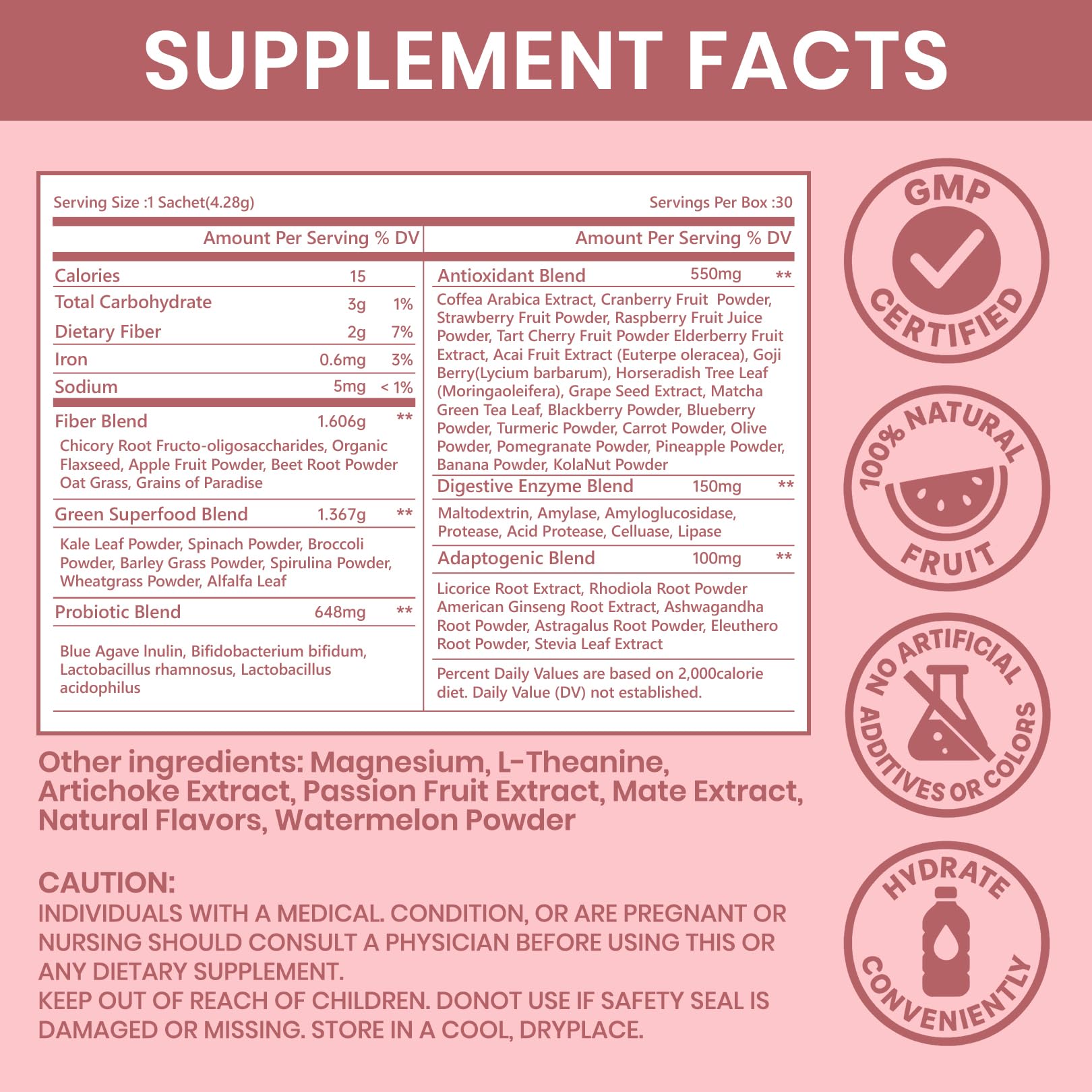 NUTRAJOY Happy Cleaner Gut Health Probiotic Powder - Watermelon Flavor, for Women, 30 Servings