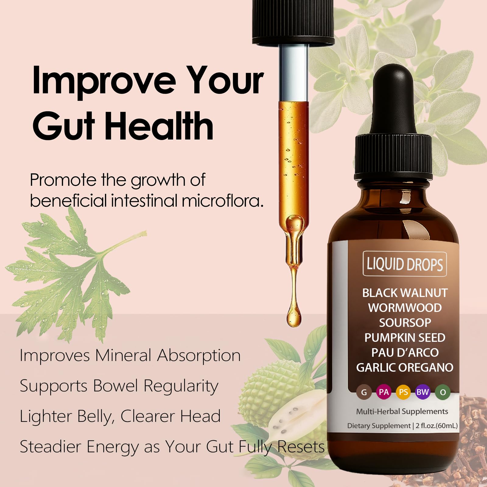 Nutralis Black Walnut Wormwood Gut Cleanse Liquid Drops – Digestive Health & Energy